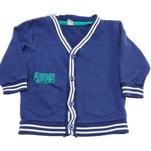 Petit Lem Blue Baseball Style Cardigan Sweater P20082 9m